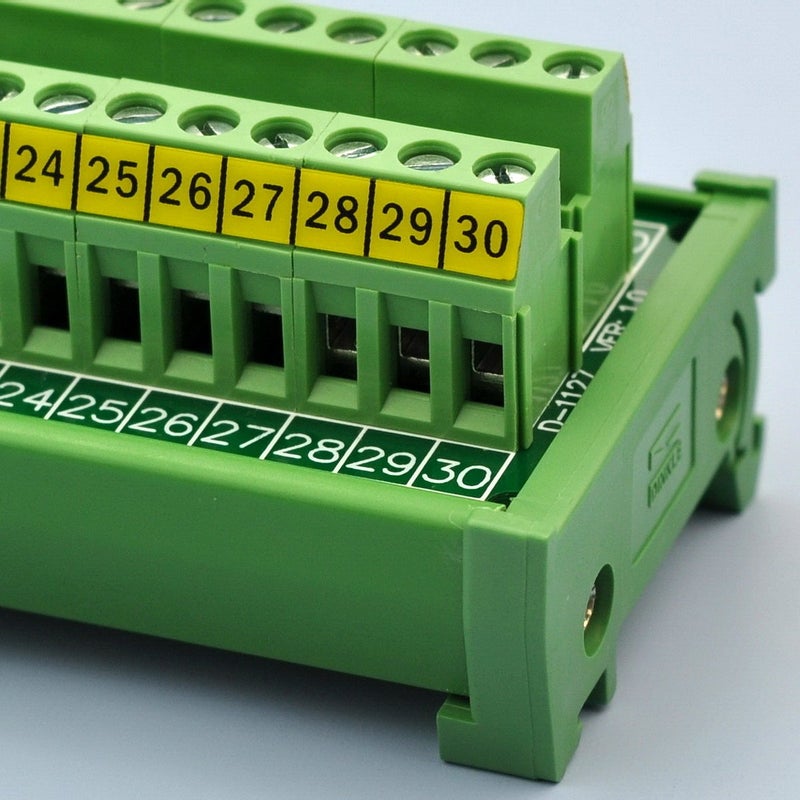 Electronics-Salon DIN Rail Mount 30 Position 24A / 400V Screw Terminal Block Distribution Module. - Image 4